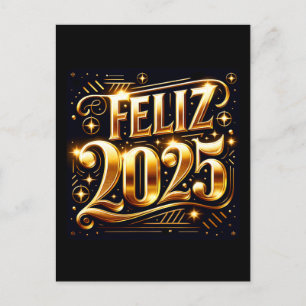Postal Festiva Elegante Muy feliz Año Nuevo 2025