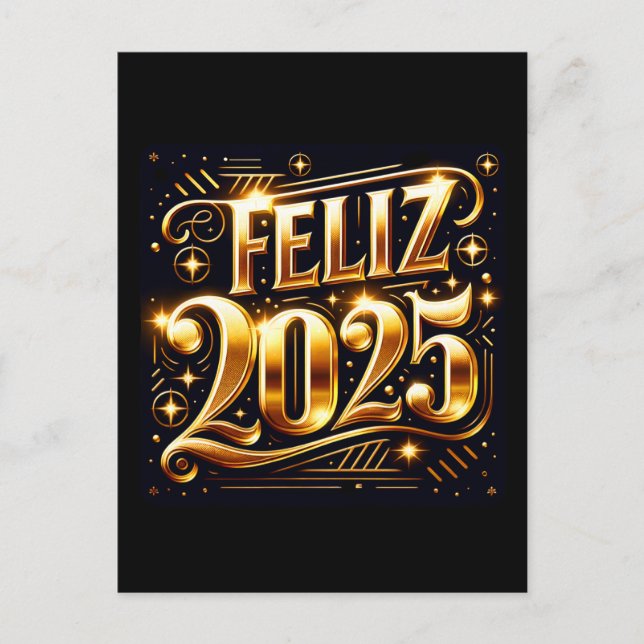 Postal Festiva Elegante Muy feliz Año Nuevo 2025 (Anverso)