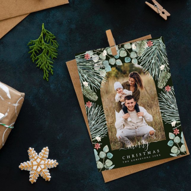 Postal Festiva Elegante Navidades botánicos modernos del Arco Fot (Subido por el creador)