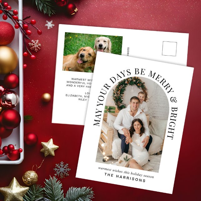Postal Festiva Elegante Navidades de Arco Foto Merry Bright (Subido por el creador)