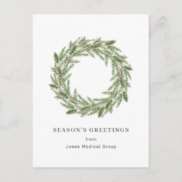 Postal Festiva Elegante Navidades de Pine Wreath Simple Corporati