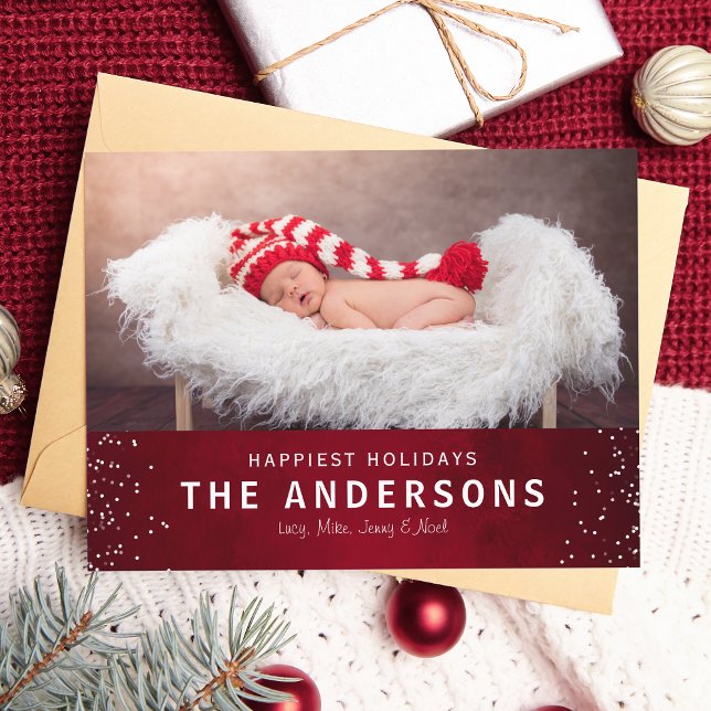 Postal Festiva Elegante Navidades de vacaciones felices rojas (Subido por el creador)