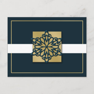 Postal Festiva elegante oro azul Corporate Holiday Greings s