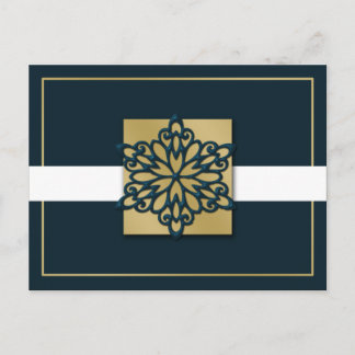 Postal Festiva elegante oro azul Corporate Holiday Greings s