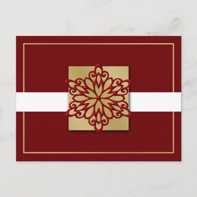 Postal Festiva elegante oro rojo Corporate Holiday Greings s (Anverso)