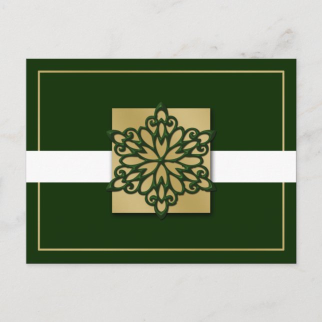 Postal Festiva elegante oro verde Corporate Holiday Greings s (Anverso)