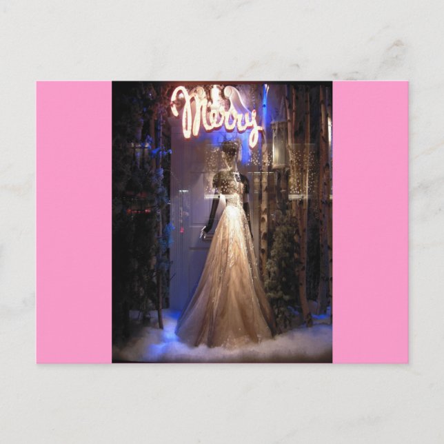 Postal Festiva Elegante pantalla de ventana de vacaciones de Gown (Anverso)