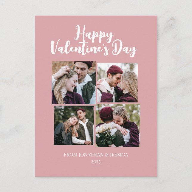 Postal Festiva Elegante pareja romántica día de San Valentín 4 fo (Anverso)