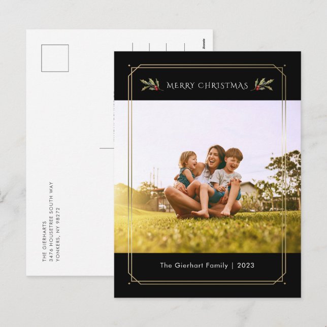 Postal Festiva Elegante Personalizado de Navidades de fotografía  (Anverso / Reverso)
