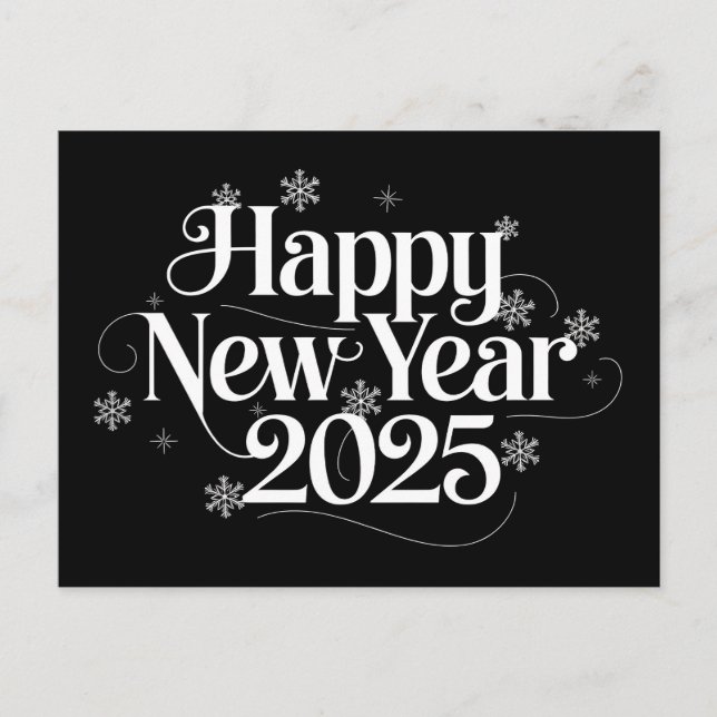 Postal Festiva Elegante que feliz año nuevo 2025 (Anverso)