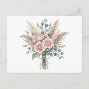 Postal Festiva Elegante ramo floral Boho rosa Blush boda