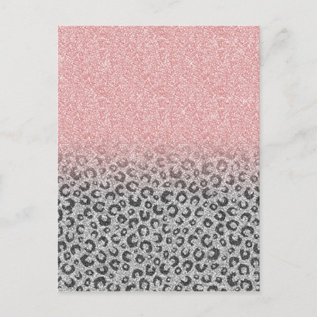 Postal Festiva Elegante Rosa dorado Purpurina Leopardo Imprimir (Anverso)
