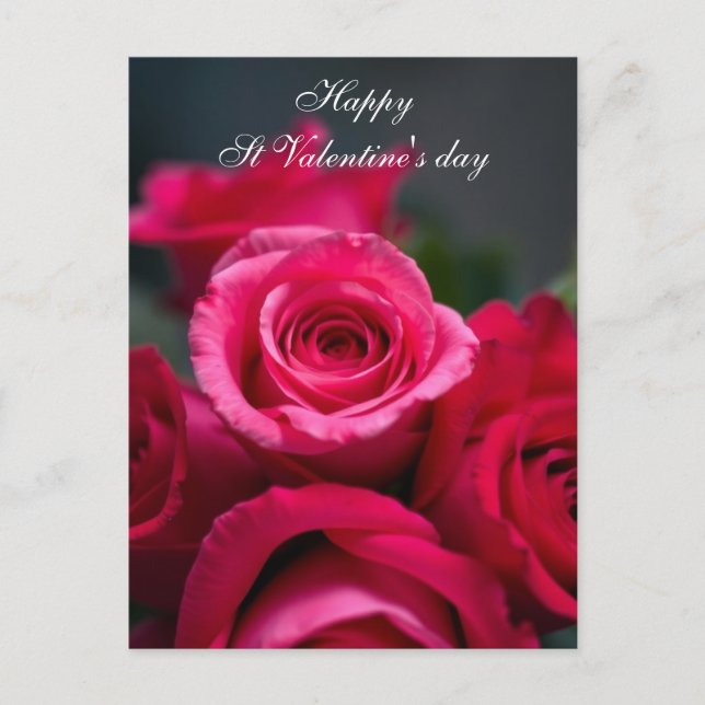 Postal Festiva Elegante Rosas Rojas Bouquet Valentine (Anverso)