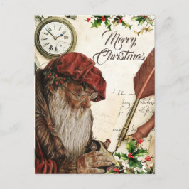 Postal Festiva Elegante Santa Claus rojo vintage