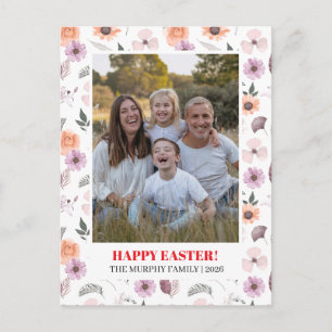 Postal Festiva Elegante Sencilla Colorida Floral Pascua Foto Fami