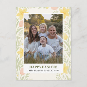 Postal Festiva Elegante Sencilla Colorida Floral Pascua Foto Fami