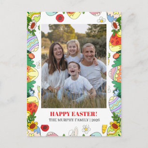 Postal Festiva Elegante Sencilla Colorida Floral Pascua Foto Fami