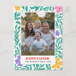 Postal Festiva Elegante Simple Colorida Floral Pascua Foto Famili