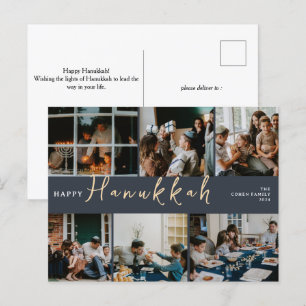 Postal Festiva Elegante tipografía de Hanukkah Fotografía de la f
