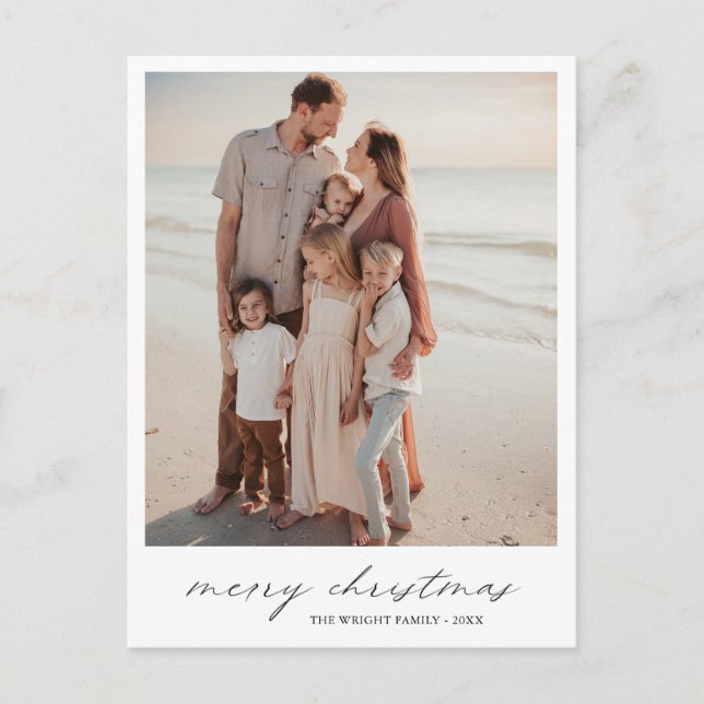 Postal Festiva Elegante tipografía foto Navidades modernos (Anverso)