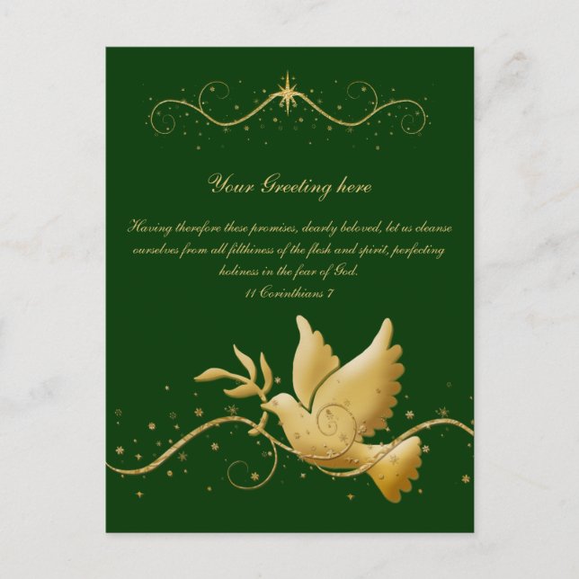 Postal Festiva Elegante "vacaciones de Navidades" de la paz de la (Anverso)