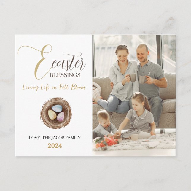 Postal Festiva Elegante y moderna foto de guión de bendición de P (Anverso)