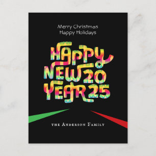 Postal Festiva Elegante y moderno Año Nuevo 2025 personalizado