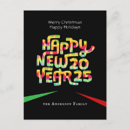 Postal Festiva Elegante y moderno Año Nuevo 2025 personalizado