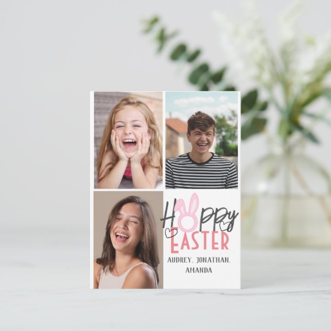 Postal Festiva elegante y moderno de Pascua, colección de tres fo (Anverso de pie)