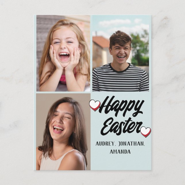 Postal Festiva elegante y moderno de Pascua, colección de tres fo (Anverso)