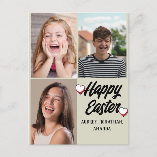 Postal Festiva elegante y moderno de Pascua, colección de tres fo (Anverso)