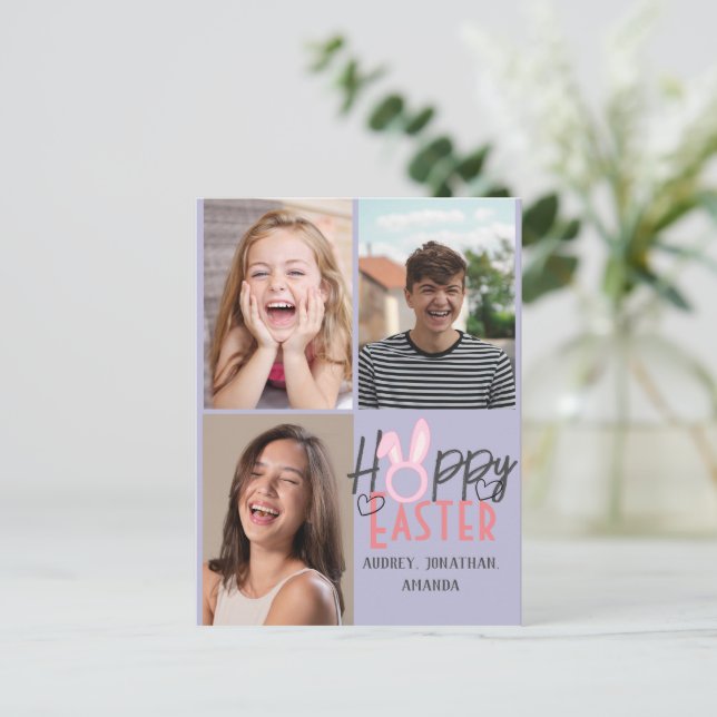 Postal Festiva elegante y moderno de Pascua, colección de tres fo (Anverso de pie)