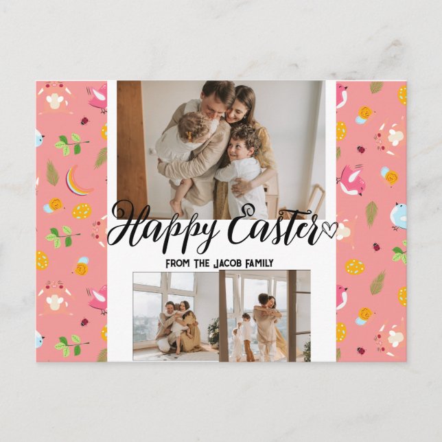 Postal Festiva elegante y moderno de Pascua, colección de tres fo (Anverso)