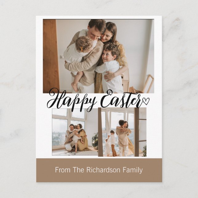 Postal Festiva elegante y moderno de Pascua, colección de tres fo (Anverso)