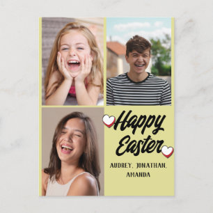 Postal Festiva elegante y moderno de Pascua, colección de tres fo