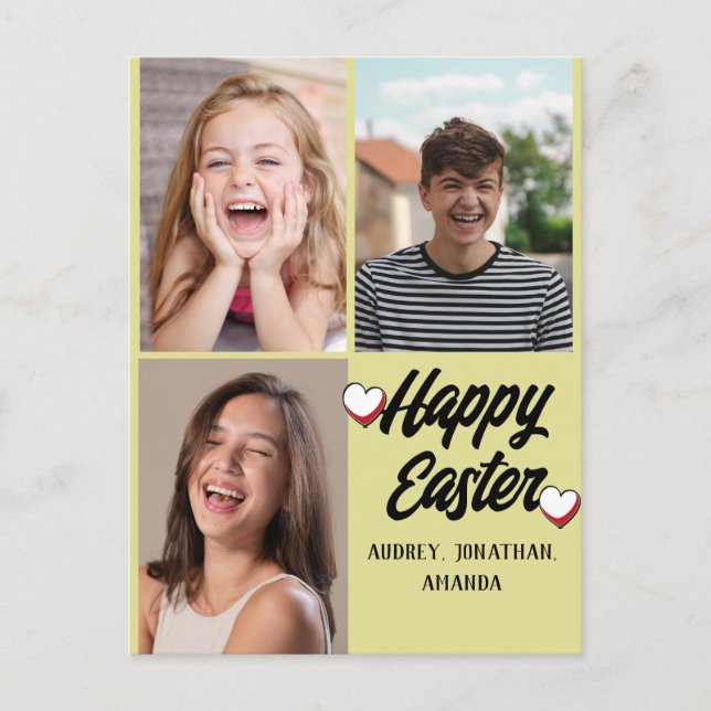 Postal Festiva elegante y moderno de Pascua, colección de tres fo (Anverso)