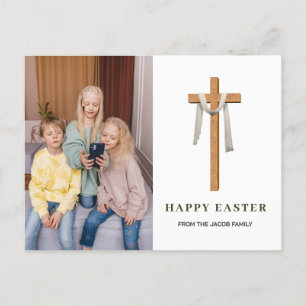 Postal Festiva elegante y moderno foto de la familia Floral Cross