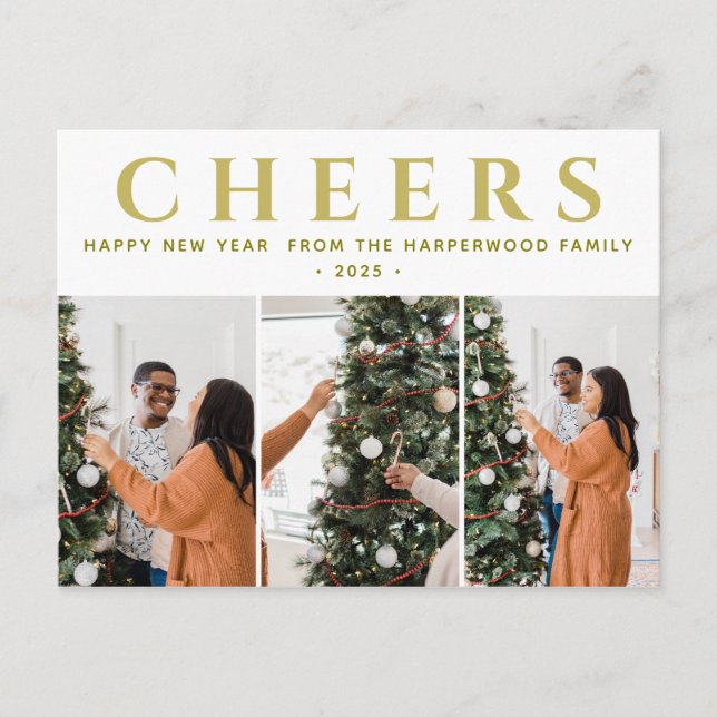 Postal Festiva Elegante y simple foto de Año Nuevo Feliz Año Nuev (Anverso)