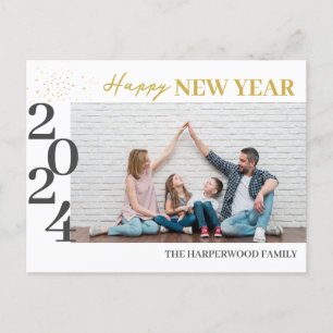 Postal Festiva Elegante y simple foto de Año Nuevo Feliz Año Nuev