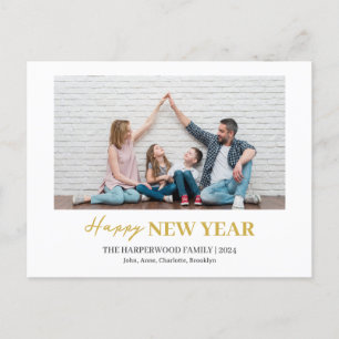 Postal Festiva Elegante y simple foto de Año Nuevo Feliz Año Nuev