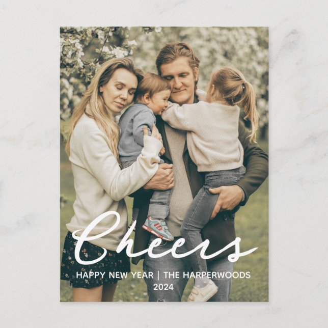 Postal Festiva Elegante y simple foto de Año Nuevo Feliz Año Nuev (Anverso)