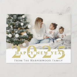 Postal Festiva Elegante y simple foto de Año Nuevo Feliz Año Nuev