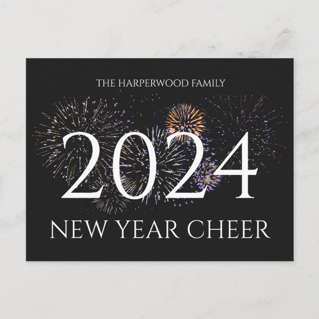 Postal Festiva Elegante y simple foto de Año Nuevo Feliz Año Nuev (Anverso)