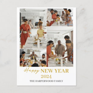 Postal Festiva Elegante y simple foto de Año Nuevo Feliz Año Nuev