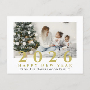 Postal Festiva Elegante y simple foto de Año Nuevo Feliz Año Nuev