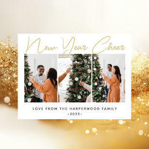 Postal Festiva Elegante y simple foto de Año Nuevo Feliz Año Nuev