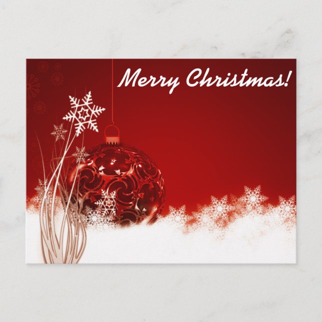Postal Festiva Elegantes Navidades blancos y rojos (Anverso)