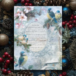 Postal Festiva Elegantes Navidades Bluebirds y Collage musical<br><div class="desc">Elegante diseño rústico floral con pinos vintage encaramados en ramos de pino y carabina, rosas de perro blanco, pintoresca granja con noria de agua, escritura a mano, rollos y floridos blancos con música "Home Sweet Home" en un marco ornamentalmente grabado. El fondo tiene un cielo azul pálido con nubes blancas....</div>