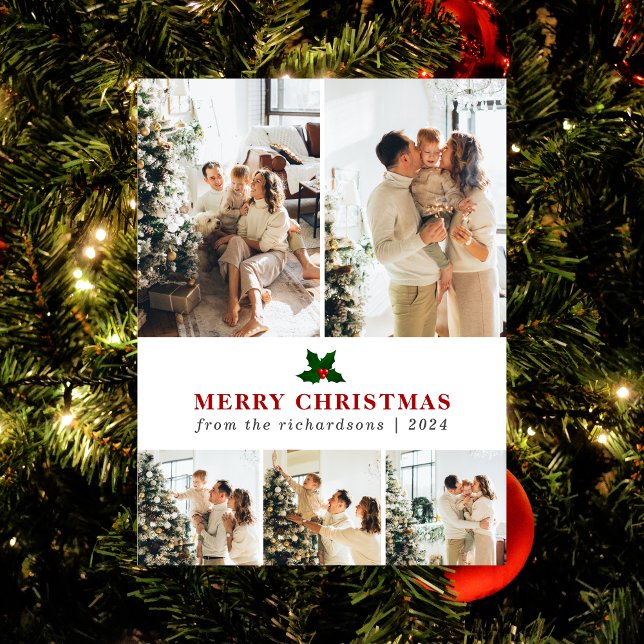 Postal Festiva Elegantes Navidades Collage de fotos Floral Famili (Subido por el creador)
