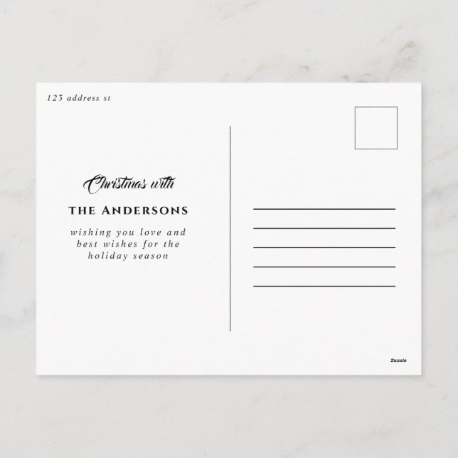 Postal Festiva elegantes navidades de acuarela con vacaciones h (Reverso)